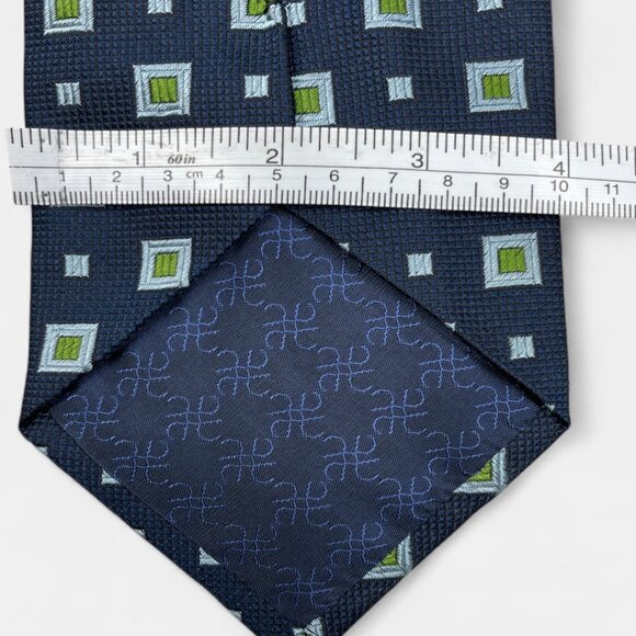 Tino Cofina Silk Tie Geometric Cubes Blue Green Turquoise Formal Business Dress - Picture 5 of 6
